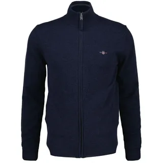 GANT Strickjacke - SUPERFINE LAMBSWOOL ZIP CARDIGAN, Stehkragen, Wolle, Hellblau Melange, L