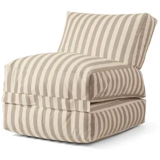 mokebo Sitzsack Der Summerdream (für drinnen & draußen), Bean Bag Outdoor, Sitzsack Balkon, Gartenliege in Cream-Sand gestreift beige