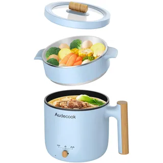 Audecook Elektrischer Kochtopf 1.8L, Nudelkocher mit Antihaftbeschichtung | Elektrischer Kochtopf für Nudeln, Pasta, Suppe, Ramen & Hot Pot, Multifunktionskocher für Küche, Büro, Camping und Reisen