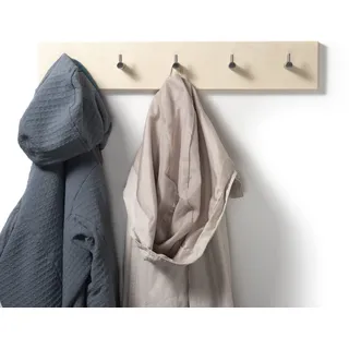WOODS Hakenleiste Garderobe Holz massiv I Garderobenleiste Handtuchhalter Jackenständer I moderne Wandgarderobe (40cm (3 Haken), Ahorn, Edelstahl Haken)