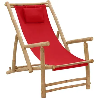 Maison Exclusive - Liegestuhl Bambus und Canvas Rot - Rot