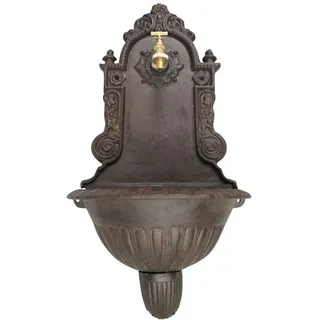 Aubaho Dekoobjekt Waschbecken Wandbrunnen Garten Eisen Antik-Stil Brunnen braun 65cm braun