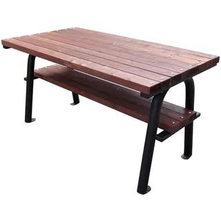 Primario Grande Gartentisch aus Skandinavischem Holz - Gartenmöbel mit Pulverbeschichtet Rahmen - Gartentisch Wetterfest mit Bodenbefestigung - Garten Tisch (Primario, Grau 175cm,Breite 60cm)