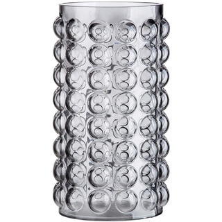 GILDE Deko Vase Glasvase - Blumenvase Windlicht aus Glas - mit runden Noppen - Moderne Dekoration Geschenk Geburtstagsgeschenk - Farbe: grau Höhe 28 cm