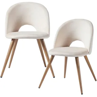 [en.casa] Esszimmerstuhl Karijoki Samt beige 2er Set
