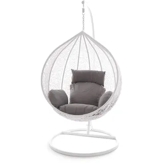 Kideo Swing Chair Hängesessel Hängestuhl Polyrattan Schwebesitz Loungesessel (grau)