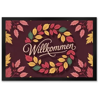 speecheese Fußmatte Willkommen Herbstlaub Kranz Fußmatte XXL in 50x75 cm 50 cm