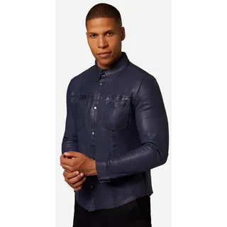 RICANO 2-in-1-Langarmshirt Reverse Shirt Wendbares Lederhemd - beidseitig tragbar blau M