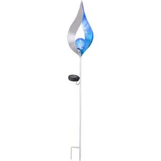 ETC Shop Solarleuchte Glas Metall Tropfenform 1x LED blau