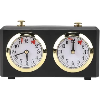 Analoge Schachuhr – keine Batterien erforderlich – professionelle Schachuhr zum Aufziehen mit großen Zifferblättern – Vintage-Design – (schwarz)