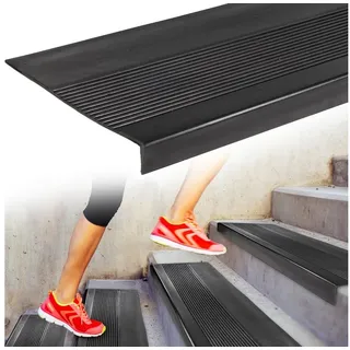 ANRO Stufenmatte Stufenschutz aus Gummi Treppenschutz Treppenmatte, Eckig, mit Rillen Größe 30x60cm - rutschischer & anpassbar schwarz 30 cm x 60 cm