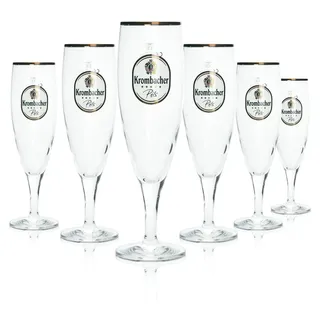 6x Krombacher Glas 0,3l Pokal Tulpe Pils Gläser Goldrand Gastro Bier Brauerei - Transparent