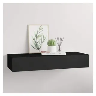 vidaXL Wandregal mit Schublade 60 x 23,5 x 10 cm Schwarz