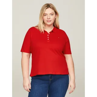 Poloshirt TOMMY HILFIGER CURVE "CRV 1985 REG PIQUE POLO SS" Gr. 50, rot (fierce red) Damen Shirts Jersey in großen Größen