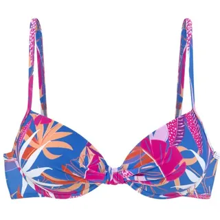 Buffalo Bügel-Bikini-Top Damen blau-pink bedruckt Gr.38 Cup D