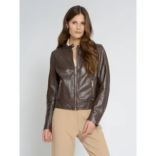 Lederjacke MAZE "Grenada", Damen, Gr. S, braun (schwarz braun), Obermaterial: 100% Lammleder. Futter: 100% Polyester, Jacken
