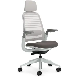 Steelcase Series 1 Ergonomischer Bürostuhl mit LiveBack Lumbalstütze, 4D-Armlehnen, anpassbarer Kopfstütze Dunkelbraun