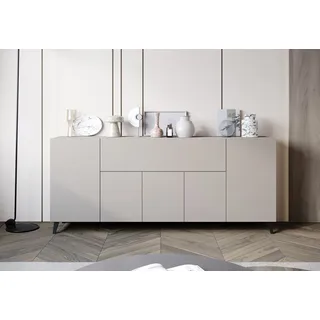 Home Affaire Sideboard Phuket II 180 cm Beige Kunststoff/Metall/Holzwerkstoff