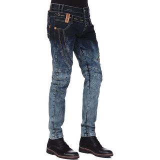 Bequeme Jeans CIPO & BAXX Gr. 31, Länge 34, blau (dunkelblau) Herren Jeans Cipo Baxx mit stylischem Doppelbund
