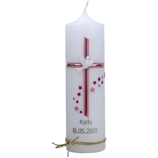 christ-kerzen Taufkerze KARLA Junge oder Mädchen mit Name und Datum, individuell und handverziert 1435