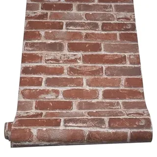 Snewvie Rot Backstein Stein Tapete Extra Dicke Vliestapete Steinoptik Ziegelstein Tapete Steintapete 3D Effekt Wandverkleidung Wohnzimmer Küche Fireplace Schlafzimmer