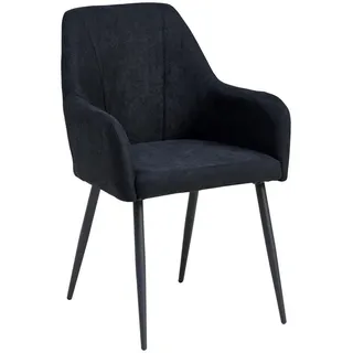 Livetastic Armlehnstuhl, Schwarz, Metall, Textil, Rundrohr, 56x87x60 cm, Esszimmer, Stühle, Esszimmerstühle, Armlehnenstühle