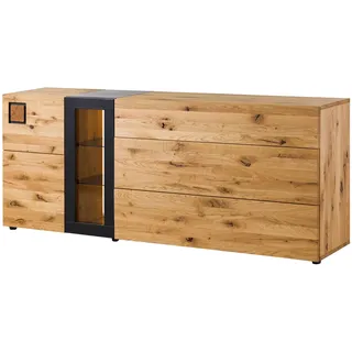MASSIVMOEBEL24.DE Sideboard Wildeiche 196x43,5x80 natur geölt/lackiert KITZBÜHEL #125 | 2 Jahre Gewährleistung | mind. 14 Tage Rückgaberecht | Beige