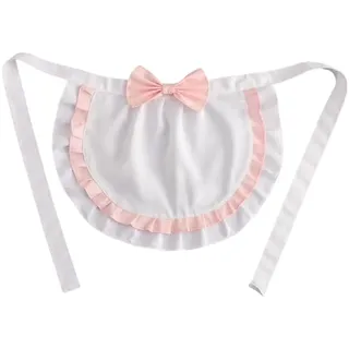 Brxmpn Weiße Rosa Schürze, Kurze Taille, Küchenschürze, Sexy Kurze Halbe Taille, Schürze Für Dienstmädchen, Cosplay-schürze, Küchenschürze Rüschen, Für Restaurant, Hotel, Party