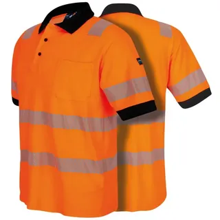 PRO FIT Poloshirt Warnschutz, Kurzarm-Polo Shirt, Arbeits-Poloshirt - Neonorange (1, Stück) Atmungsaktiv, hohe Sichtbarkeit durch Reflexstreifen, mit UV-Schutz orange XL