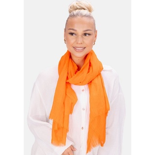 Seasons of April Seidenschal Alessandra Schal, Elegant, dünn, leicht & weich: Uni Damen Schal mit kurzen Fransen orange
