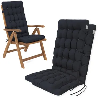 HAVE A SEAT Living - Hochlehner Auflagen 2er Set - Bequeme Sitzauflagen Hochlehner - Wetterfest, Waschbar bis 95°C, Orthopädisch - Made in Germany (2er Set - 120x48 cm, Marine Blau)