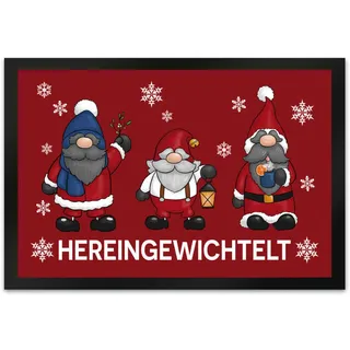 speecheese Hereingewichtelt Weihnachtswichtel Fußmatte XL in 40x60 cm in rot als schöne Begrüßung für den Türeingang zu Weihnachten und der Winterzeit