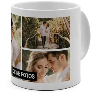 PhotoFancy® - XL Tasse 'Collage' - Personalisierte Fototasse mit eigenem Foto und Text - Große Tasse selbst gestalten - Jumbo-Becher XL 500 ml - Collage 3 Bilder