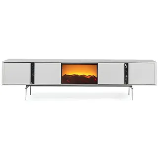 Xlmoebel Lowboard Luxuriöses RTV-Sideboard mit integriertem Kamin und Stauraum (Lowboard, TV-Ständer), Hergestellt in Europa weiß