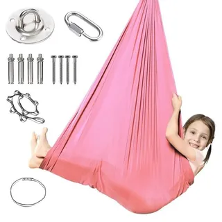 Sensorischer Hochstuhl – Mit Zubehör – Hängesessel Und Yogaschaukel – Für Drinnen Und Draußen – 150 X 280 Cm – Rosa