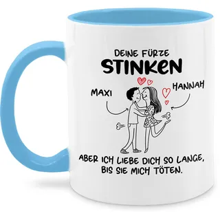 Tasse Tassen 325ml - Partner Freund & Freundin - Deine Fürze stinken I Paar Geschenke Pärchen Valentinstag - 325 ml - Hellblau - tee partnertassen liebeserklärung furz kaffeetasse personalisierte