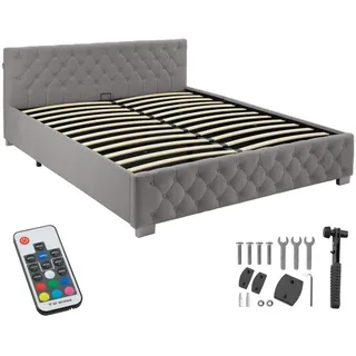 Tectake Chesterfield 180 x 200 cm Dunkelgrau