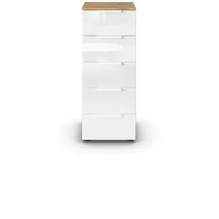 Kommode Flipp Glas Braun, Weiß Eiche /