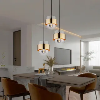 Deckenlampe Hängeleuchte Pendellampe Esszimmerleuchte Messing Glas H 120 cm
