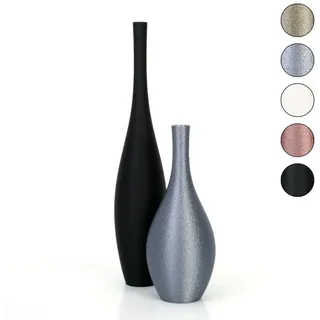 Kreative Feder Dekovase Designer Vasen-Set – Dekorative Blumenvasen aus Bio-Kunststoff (Set, Set bestehend aus 2 Vasen), aus nachwachsenden Rohstoffen; wasserdicht & bruchsicher schwarz|silberfarben