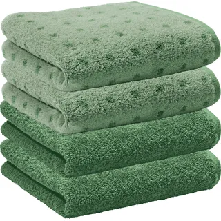 Erwin Müller Handtuch Handtuch "Sigmaringen" 4er-Pack, Frottier/Jacquard, Walk-Frottier Uni/Karo/gemustert grün