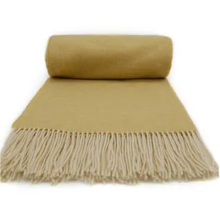 fair de luxe Woll-Kaschmir-Decke Plaid 150 x 200 cm Gelb