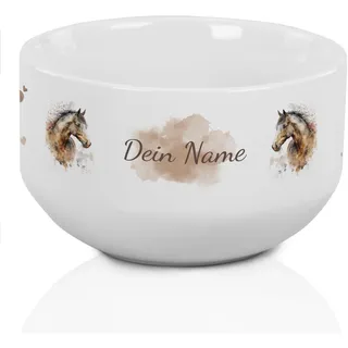 GRAZDesign Müslischale Pferd personalisiert Kinder & Erwachsene, Schüssel für Frühstück, Müsli, Suppe, Kindergeschirr mit Namen, Keramik