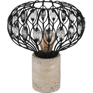 Globo, Tischlampe, Dorthy E27 Tischleuchte 40W Travertine-Optik, Beton Ø25cm 15778T (E27)