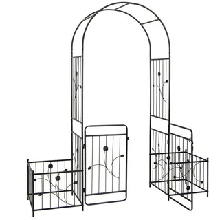 Costway Rosenbogen mit Tür 202 x 50 x 220 cm Schwarz