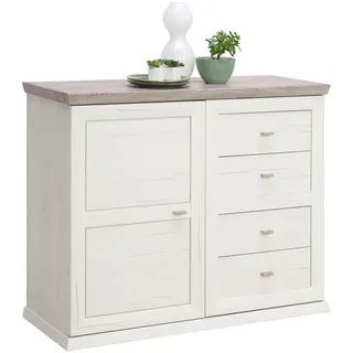 hom'in Kommode 108 x 89,5 x 43 cm Grau / Weiß