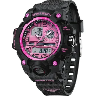 Armbanduhr Damen Digital Sportuhr für Teenager Mädchen, Weiß Digitaluhr Analog Display Militär Wasserdicht Uhren Wasserbeständig bis 5 ATM