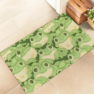 amepay Fußmatte mit niedlichem Frosch-Design, stilvolle 43,2 x 74,9 cm, Vliesstoff, Boden-Fußmatte mit verspieltem Tier-Design, für Veranda, Schlafzimmer, Wohnzimmer, moderne Naturdekoration, Geschenk