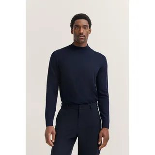 Rollkragenpullover BUGATTI "Regular Fit", Herren, Gr. 3XL, blau (390, marine), Strick, 90% Wolle, 10% Seide, unifarben, regular fit, ohne Ausschnitt, Rippbündchen, Pullover Rollkragenpullover, aus Merino-Wolle-Seide-Mix