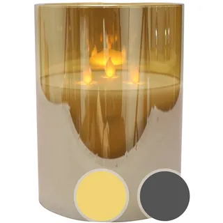 Candela Lights »Festival« LED Echtwachs-Kerzen groß grey / 15x15x20 cm / Wackelflamme